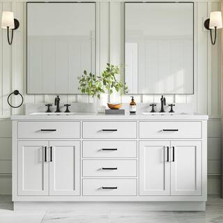 ARIEL Hepburn 72 in. W x 22 in. D x 36 in. H Double Sink Freestanding Bath Vanity in White with C... | The Home Depot