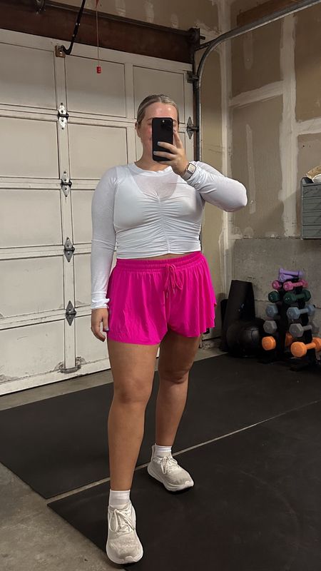 Todays workout fit. I’m wearing a size XL in the Amazon shorts. I always size up in athletic shorts from Amazon. Top and sports bra are FP. Pair the longe sleeve top with a long line sports bra because  the top is sheer 🙂

#LTKActive #LTKMidsize #LTKFindsUnder50