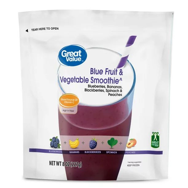 Great Value Blue Fruit & Vegetable Smoothie, 8 Oz - Walmart.com | Walmart (US)