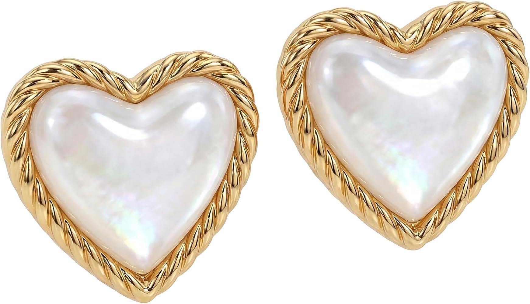 FETTERO Gold Earrings for Women 14K Gold Plated Love Heart Stud Earrings | Dainty Heart Earrings ... | Amazon (US)