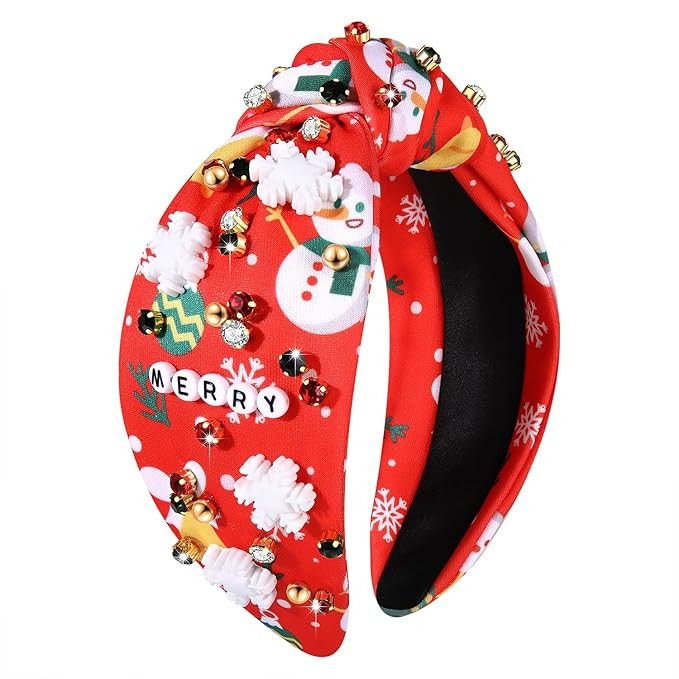 boderier Christmas Headbands for Women Snowman Snowflake Headband Crystal Wide Knotted Headband X... | Amazon (US)
