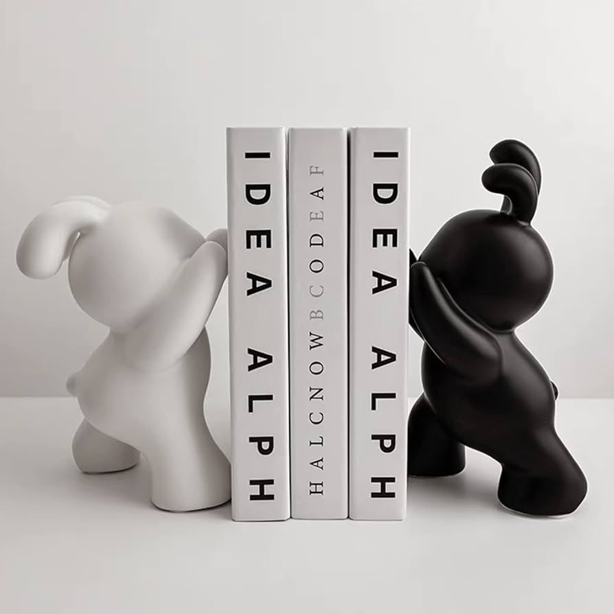 2 Pcs Bunny Book Ends for Shelves Ceramic Animal Figurine Stands Organizer Heavy Duty to Hold Boo... | Amazon (US)