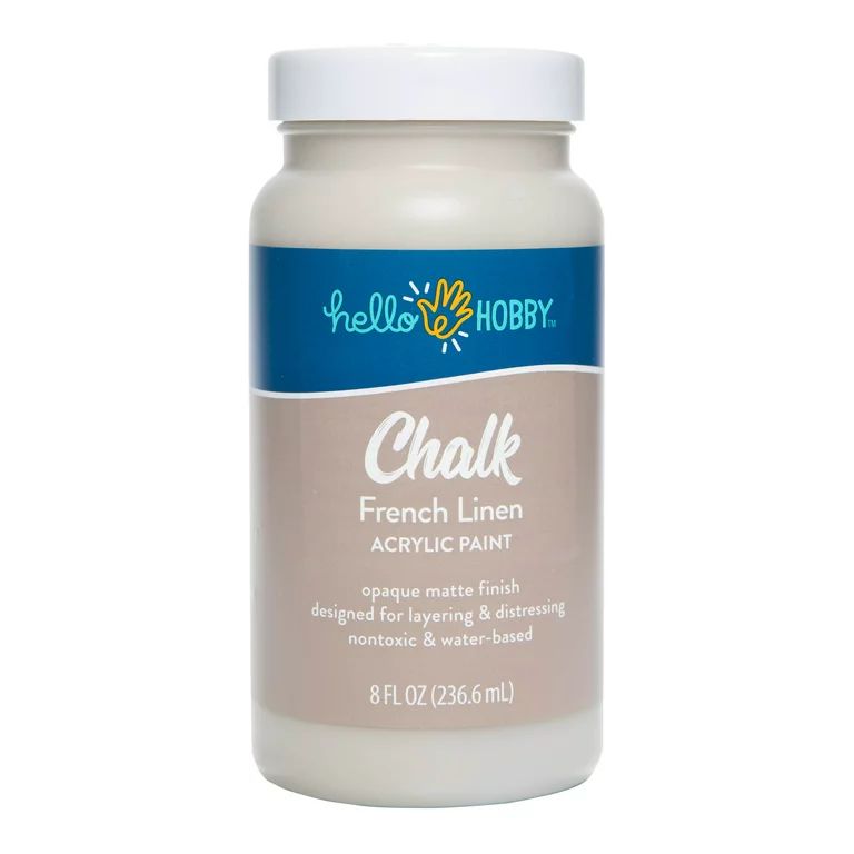 Hello Hobby Chalk Acrylic Paint, Ultra Matte, French Linen, 8 fl oz #40521 - Walmart.com | Walmart (US)