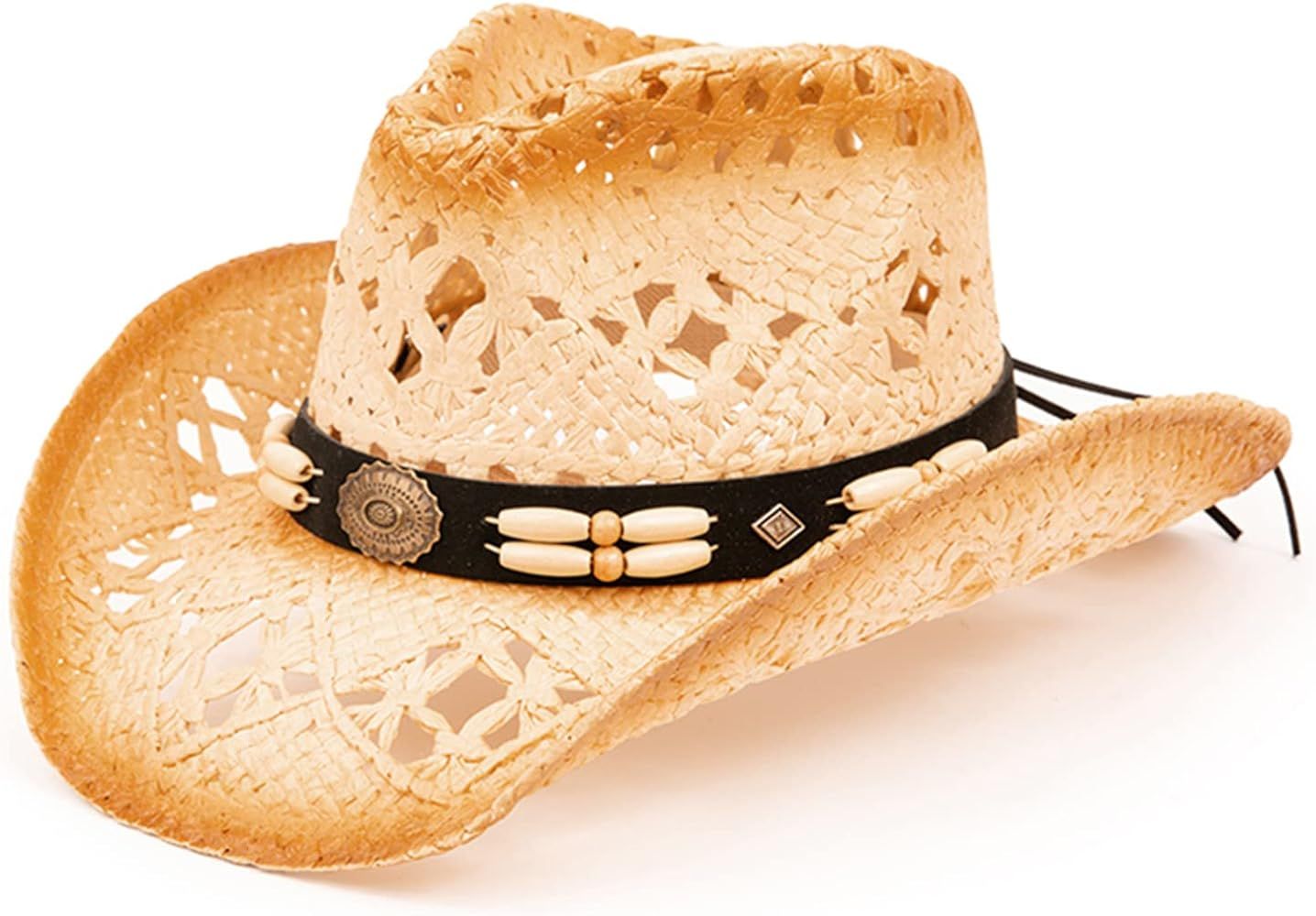 Straw Cowboy Hat for Women and Men with Shape-It Brim, Western Cowboy Hat | Amazon (US)