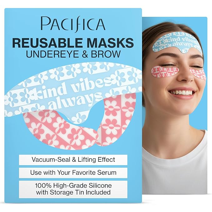 Pacifica Reusable Mask Set – Silicone Undereye & Brow Mask Set for Forehead & Under Eye, Anti-W... | Amazon (US)
