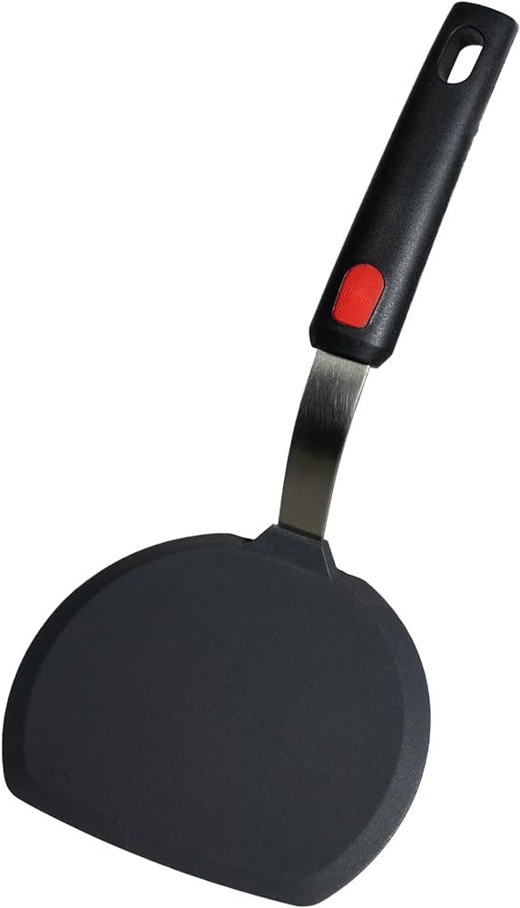 Wide Pancake Spatula - Non-Stick Silicone Turner with Curved Handle (Black) | Amazon (US)