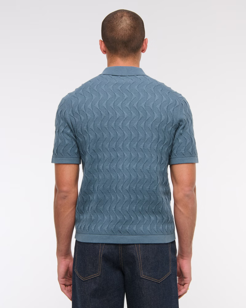 Geometric Stitch Button-Through Sweater Polo | Abercrombie & Fitch (US)