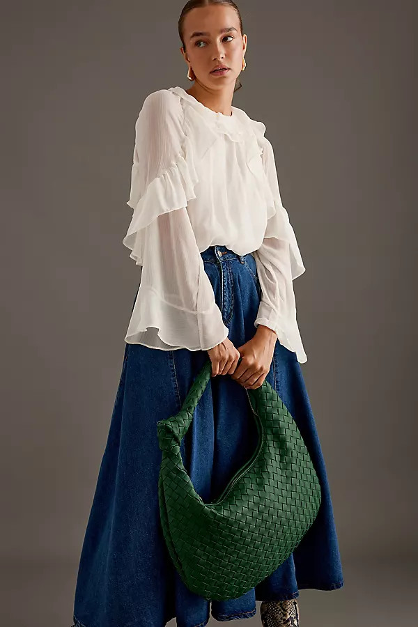 The Brigitte Woven Faux-Leather Satchel Bag by Melie Bianco: Oversized Edition | Anthropologie (UK)