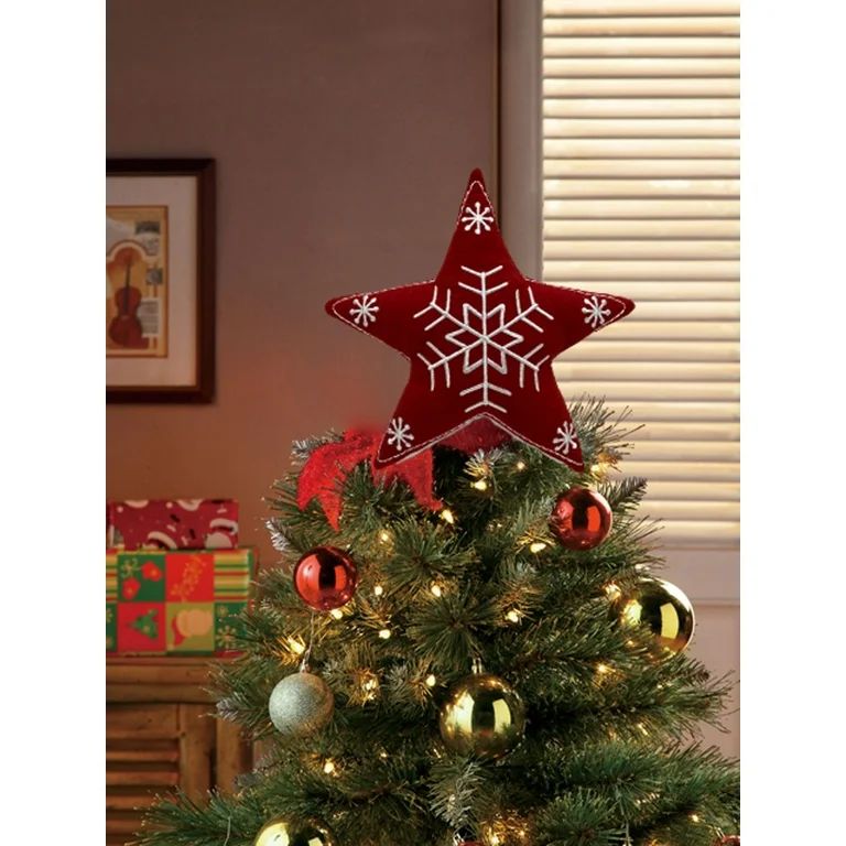 Holiday Time Fabric Star Tree Topper, decoration for Christmas tree, Red - Walmart.com | Walmart (US)