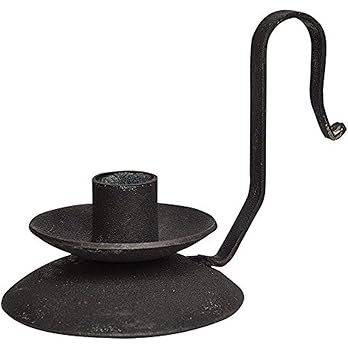 CWI Gifts 3.75" Distressed Black Iron Taper Candle Holder with Curved Handle | Amazon (US)
