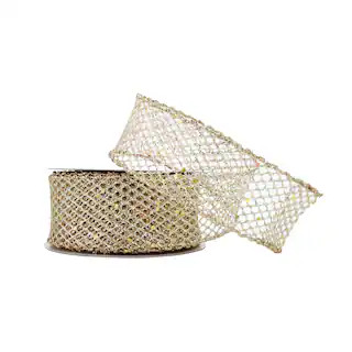 1.5" x 30ft. Champagne Mesh Wired Ribbon by Celebrate It® Christmas | Michaels | Michaels Stores