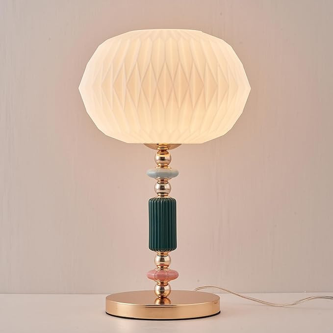 Milk White Glass Shade Table Lamp Modern Metal Desk Lamp with Plug Cord Switch for Bedroom Living... | Amazon (US)