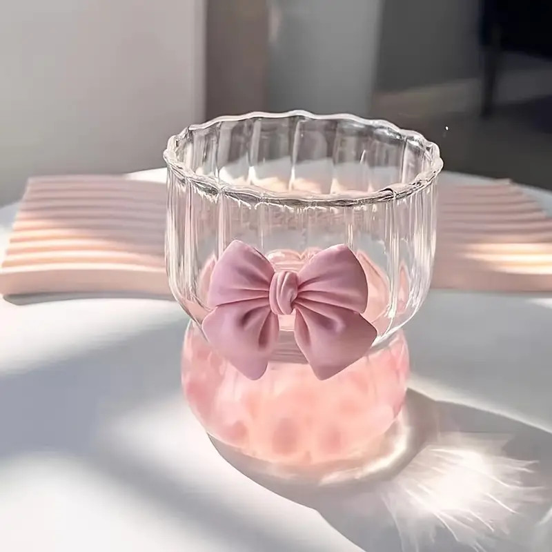Cute Bow Decor Glass Cup Water Cup Iced Coffee Cups Drinking - Temu Canada | Temu Affiliate Program