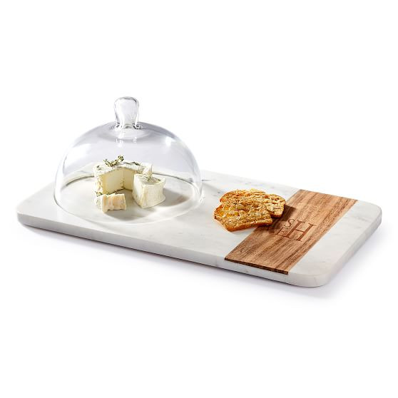 WOOD AND MARBLE CHEESE BOARD WITH CLOCHE | Mark and Graham
