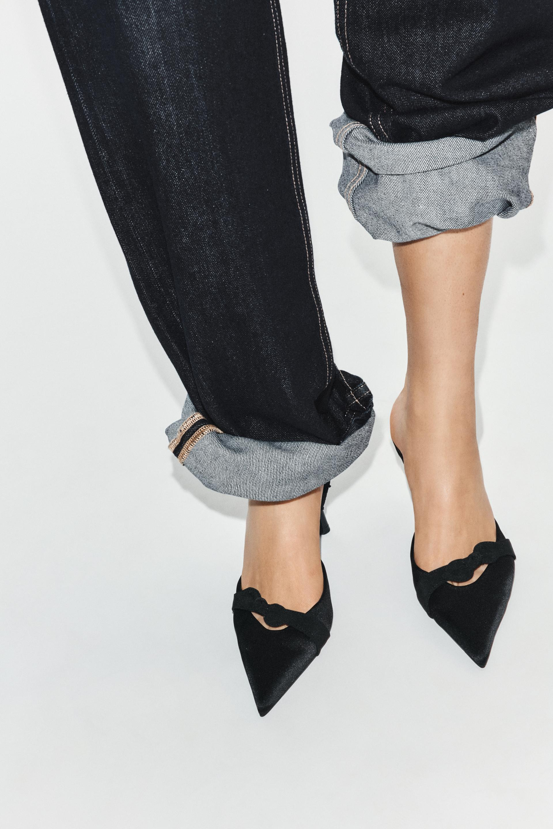Zara - Satin Slingback Heels - Black - 11 - Woman | Zara US