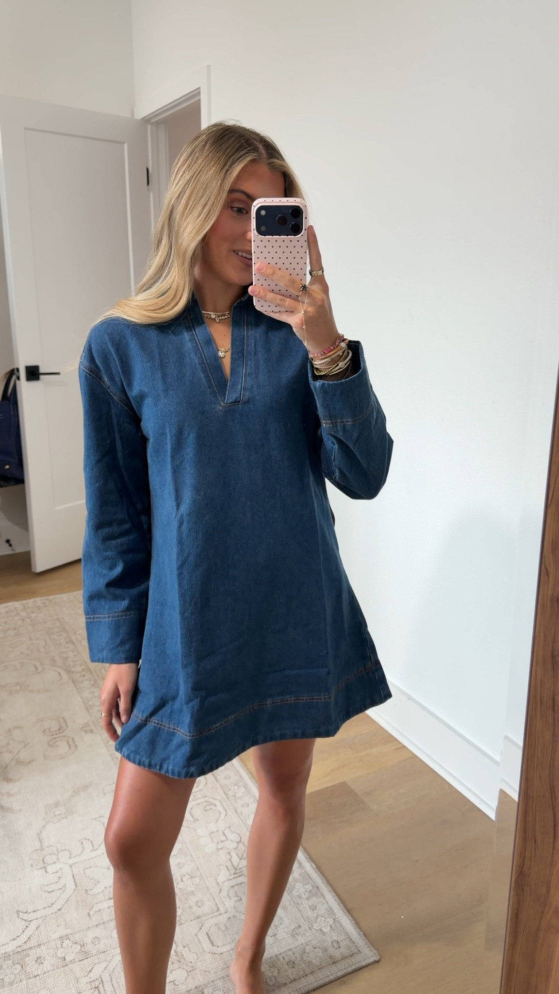 @Petal & Pup size xs Get ready to turn heads in the Genesis Mini Dress. This indigo beauty brings serious main character energy with its structured spread collar and deep v-neckline, offering a look that's equal parts bold and chic.