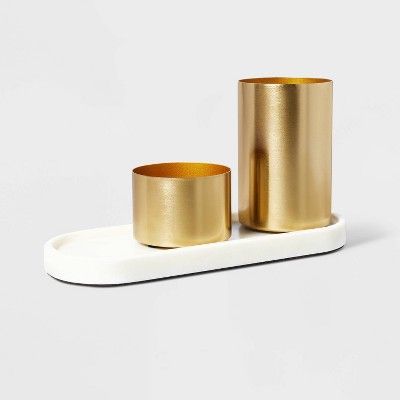 Modular Desk Org Marble Tray and Metal Cups Set - Threshold™ | Target