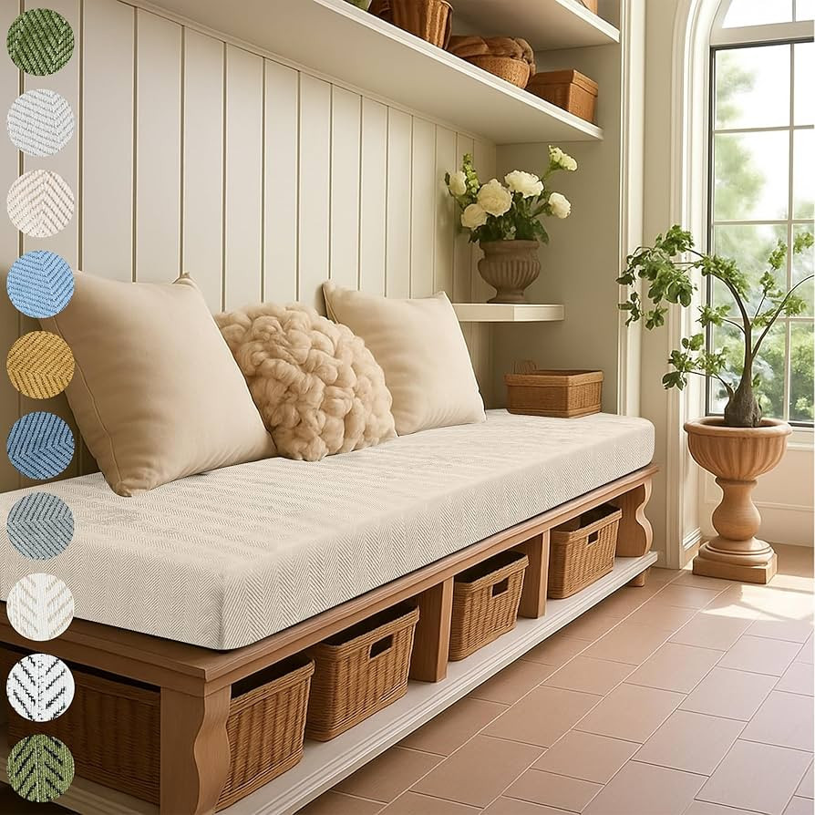 Custom Size Bench Cushion, Bay Window Cushion, 75D High-Resilience Foam, 90+ Colors, Four Fabrics... | Amazon (US)