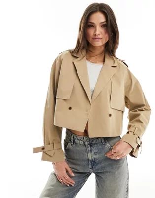 QED London Tall cropped trench coat in beige | ASOS | ASOS (Global)
