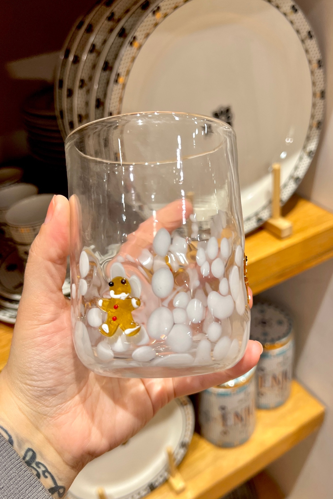 Holiday glasses and shot glasses at anthropology 
Comes in gingerbread, candy cane, Christmas tree and snow man 

#LTKSeasonal #LTKhome #LTKGiftGuide