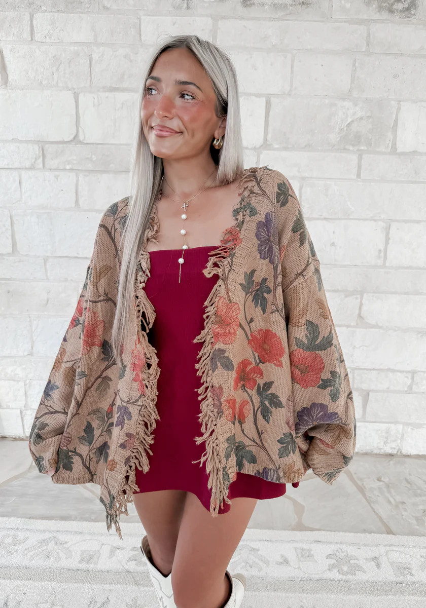 Go Out Into The Woods Floral Frayed Cardigan | CK Squared Boutique