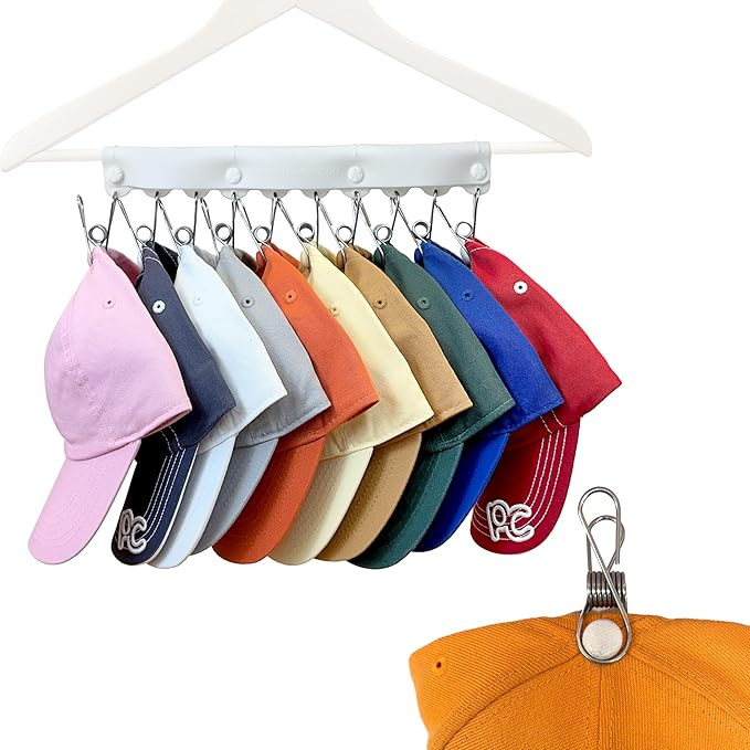 Perfect Curve Baseball Cap Hanger - Store 10 Caps with Button Clips, Silicone & Metal Constructio... | Amazon (US)