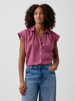 Collared Cap-Sleeve Shirt | Gap Factory
