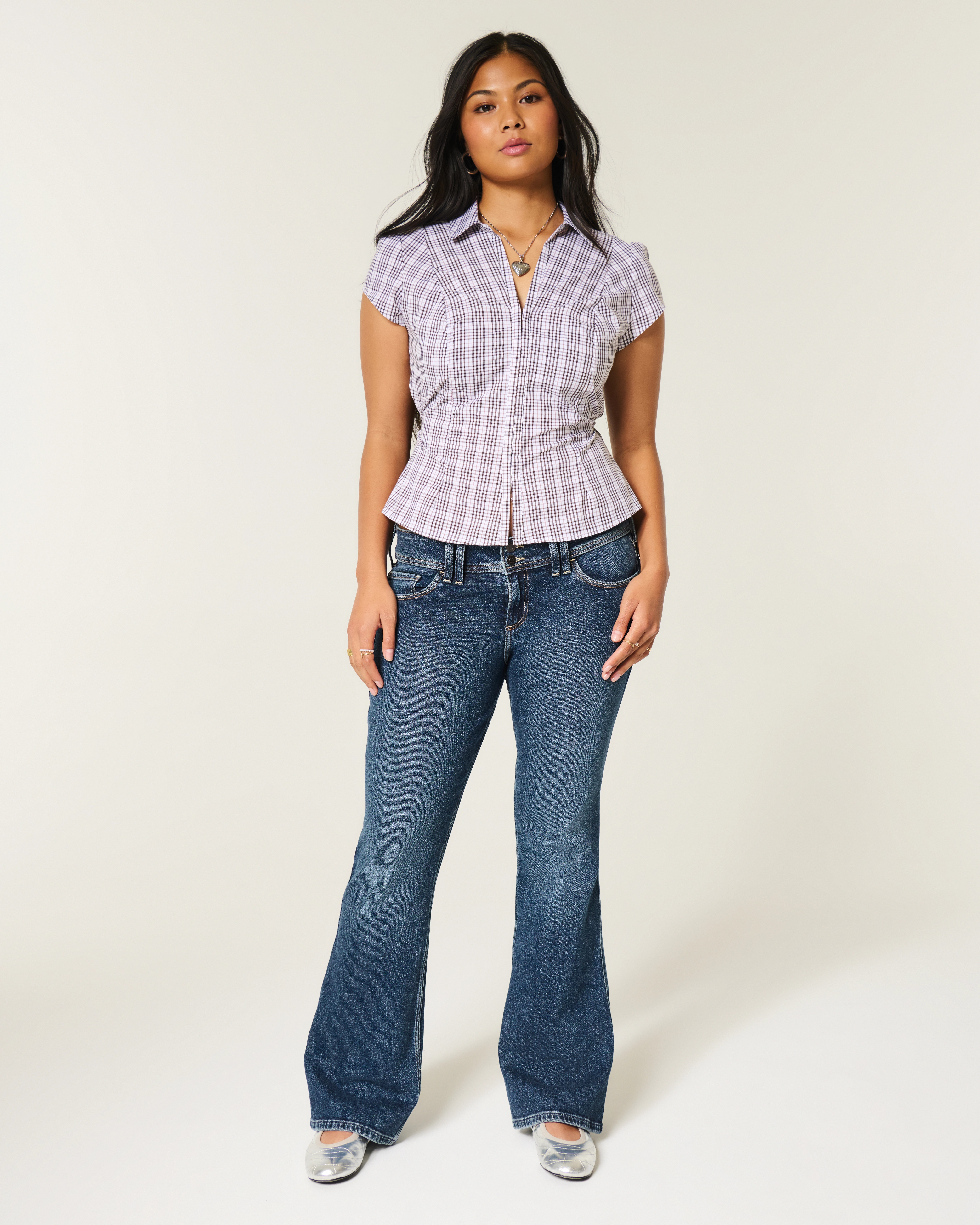 Low-Rise Dark Wash Bootcut Jeans | Hollister (US)