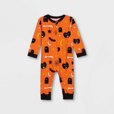 Baby Halloween Spooky Print Matching Family Union Suit - Orange | Target