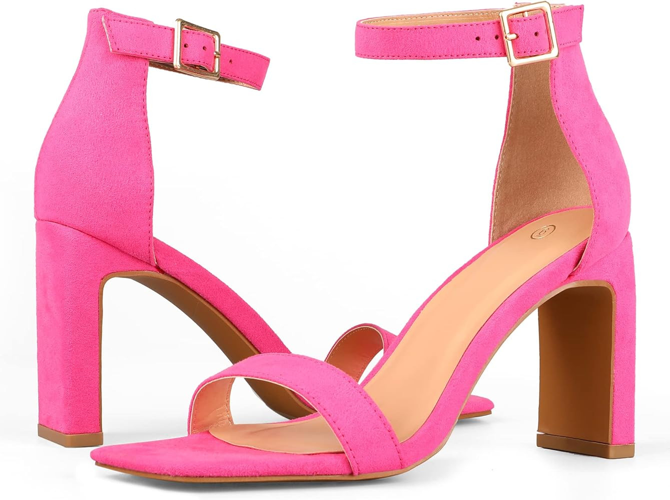 mysoft Women's Chunky Block High Heels Square Open Toe Ankle Strap Dress Wedding Prom Pump Sandals | Amazon (US)