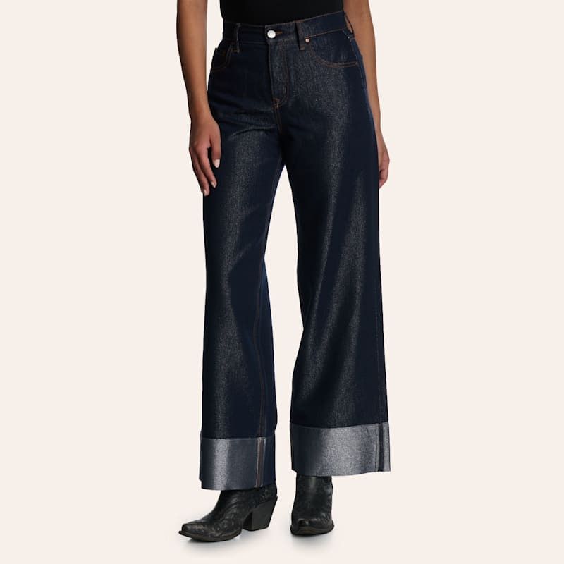 Level 99 Women's Parker Milky Way Dark Wash High Rise Wide Leg Cuffed Jeans | Cavender's