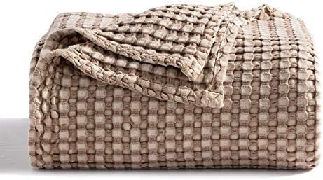 Bedsure Waffle Cotton Blanket Bamboo - Waffle Weave Throw Blanket for Couch Sofa, Soft Decorative Li | Amazon (US)