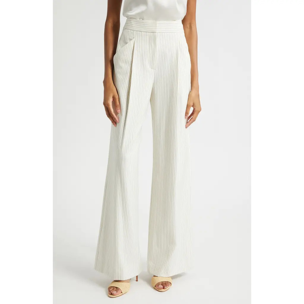 Veronica Beard Rimini Wide Leg Pinstripe Pants in Dove Multi at Nordstrom, Size 0 | Nordstrom