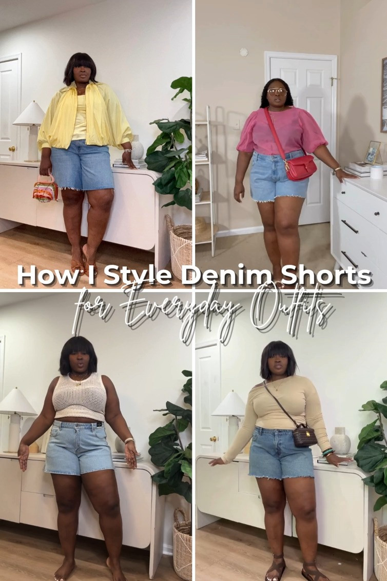 One pair of denim shorts… four completely different outfits. If you’ve been looking for plus size denim shorts, casual summer outfits, curvy girl outfit ideas, everyday summer style, or easy vacation outfits… this is your sign to start with a good pair of denim shorts. #DenimShorts #SummerOutfits #CurvyStyle #PlusSizeFashion #CasualStyle #EverydayOutfits #VacationStyle #DenimLooks #LTKStyle #SummerWardrobe 

 #LTKootd #LTKMidsize #LTKPlusSize