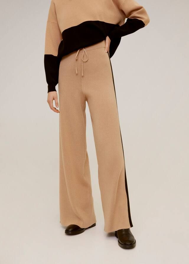 Contrasting bands knit trousers | MANGO (US)