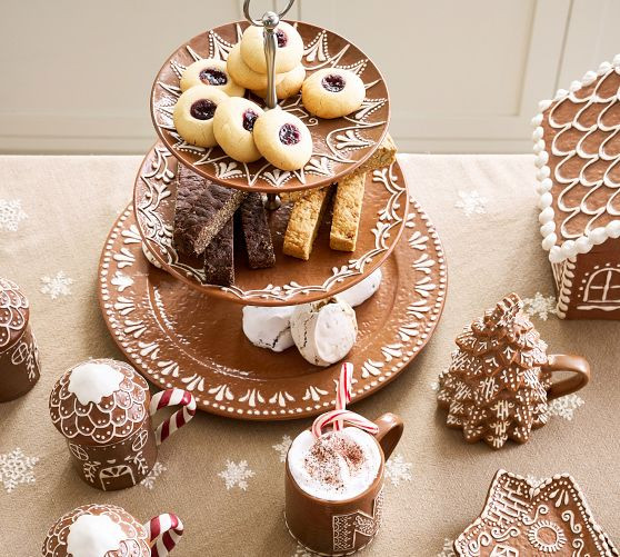 Gingerbread Stoneware Tiered Stand | Pottery Barn (US)