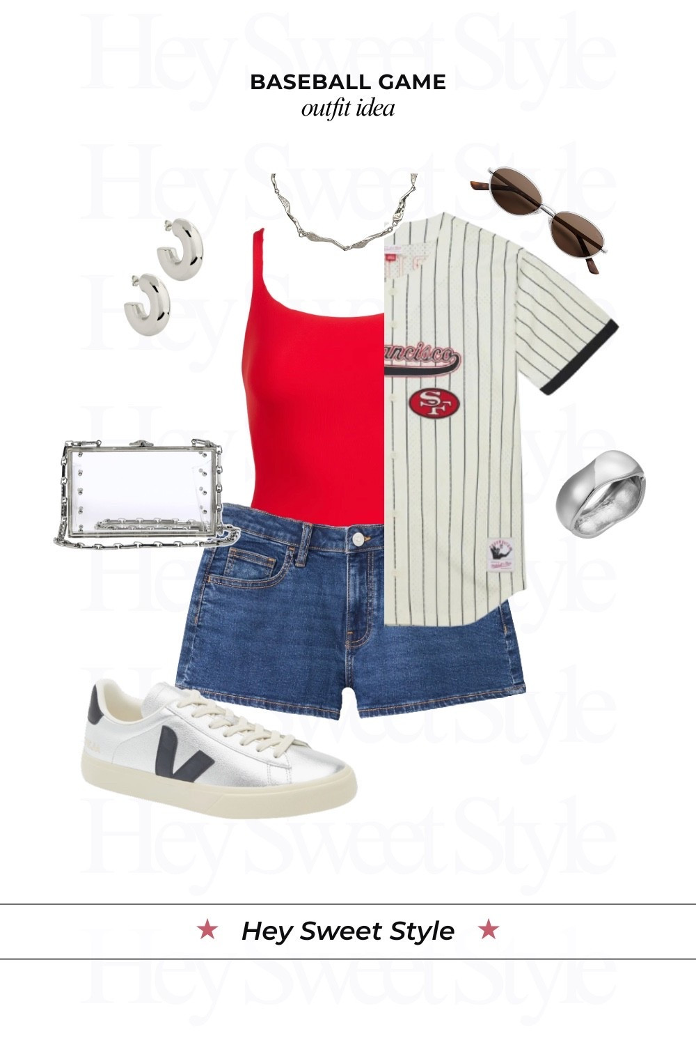 San Fran jersey + red bodysuit | 12 Baseball Game Outfit Ideas ⚾ 