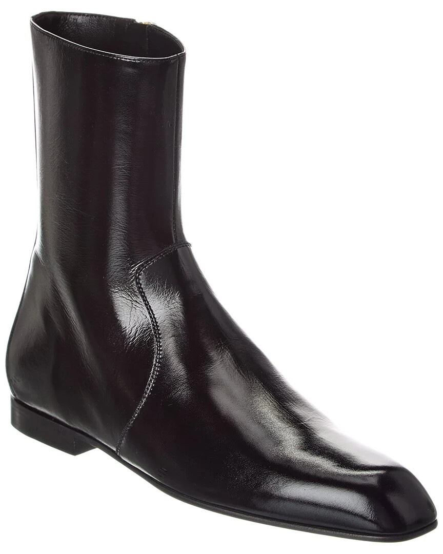 KHAITE Colt Leather Bootie | Shop Simon