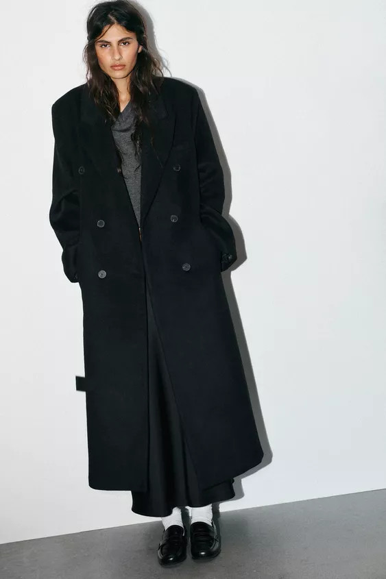 EXTRA LONG WOOL BLEND COAT | Zara US