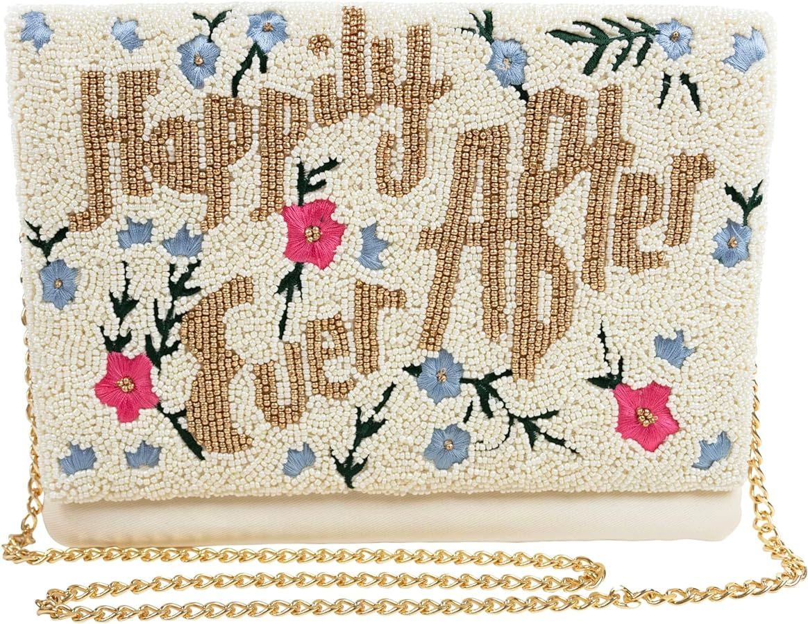Pretty Robes HAPPILY EVER AFTER Clutch Purse for Wedding Day Beaded for Bachelorette Party, Bridal Purse Bridal Shower GIfts & Engagement Gifts for Bride To Be | Amazon (US)