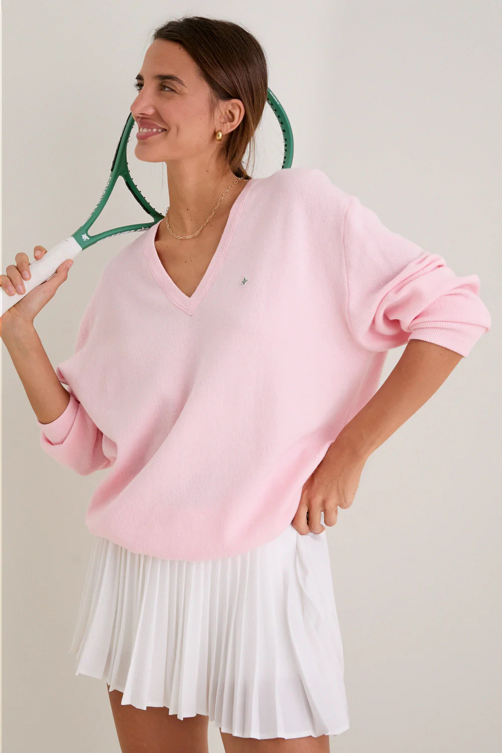 Pale Pink Wilma V-Neck Sweater | Tuckernuck (US)