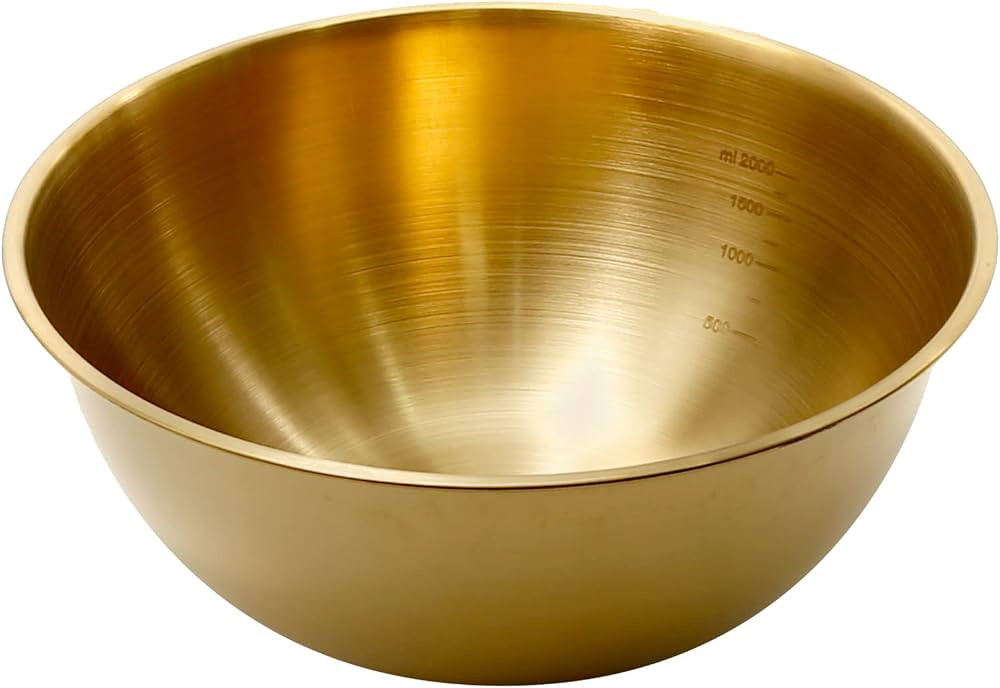 Anxingo 2L Stainless Steel Salad Bowl with Scale 10 inch, Large Soup Bowl, Gold Mixing Bowls, Noo... | Amazon (CA)