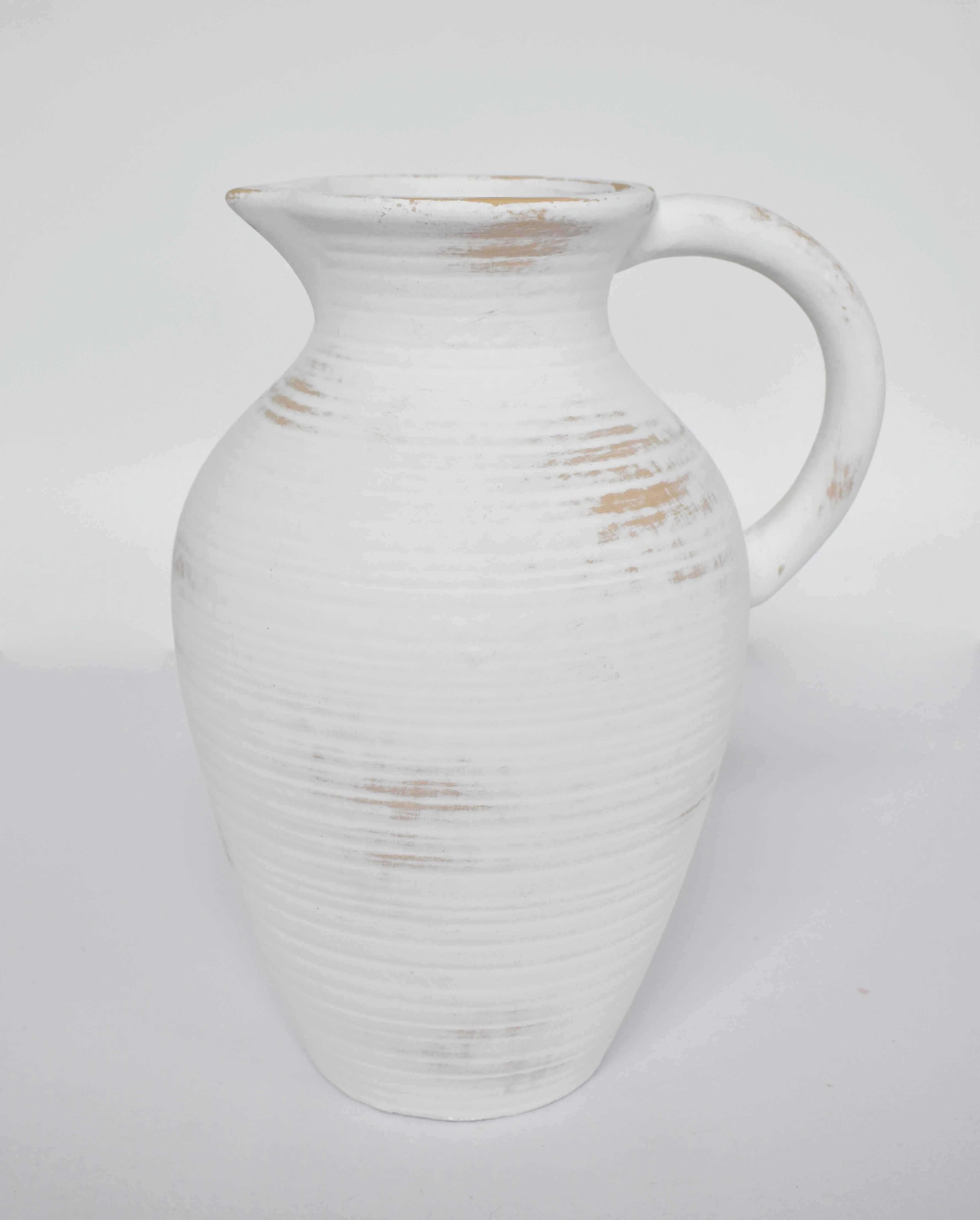 Better Homes & Gardens 12" White Washed Ceramic Pitcher Vase - Walmart.com | Walmart (US)