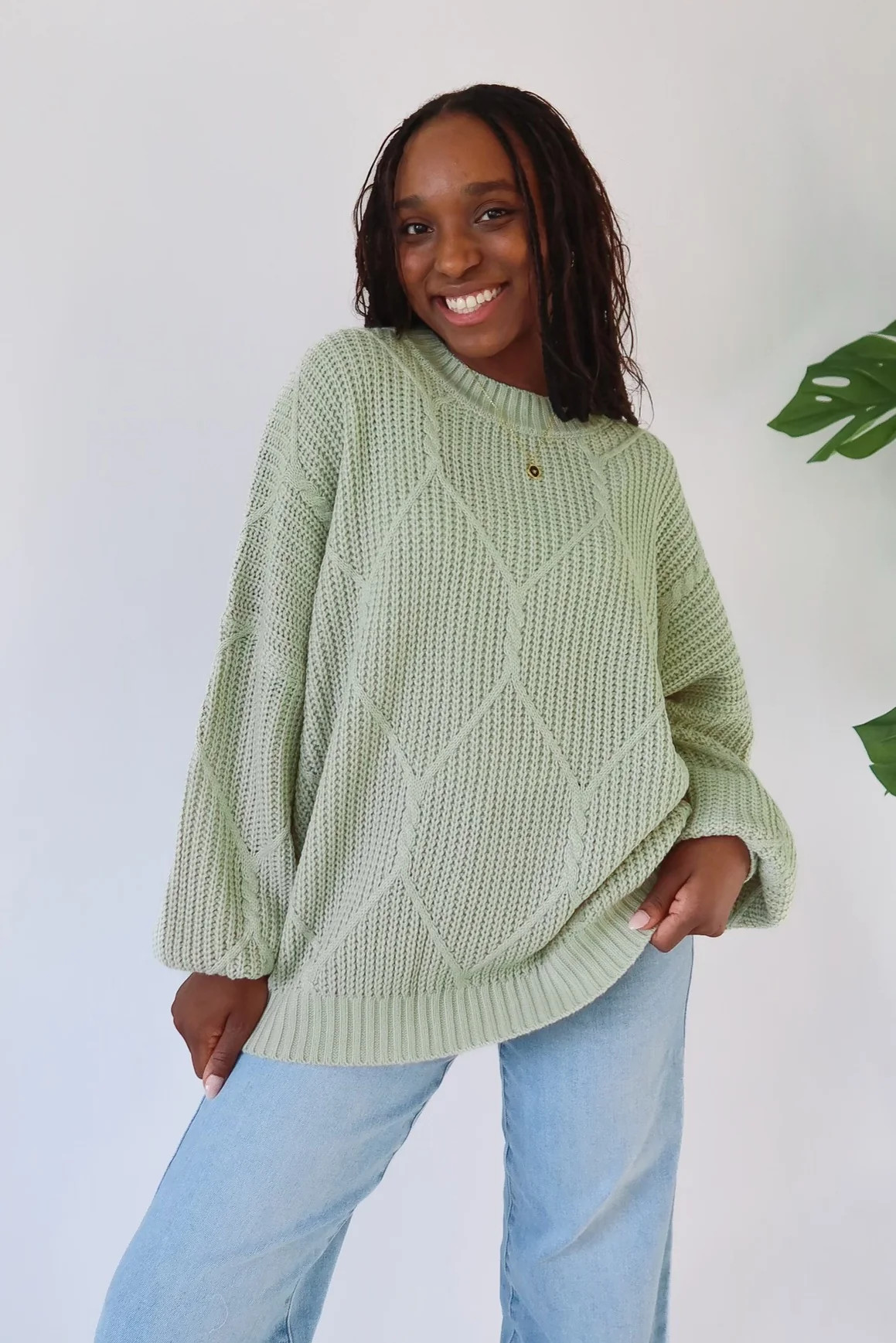 Logan Oversized Sweater in Sage | Grey Bandit