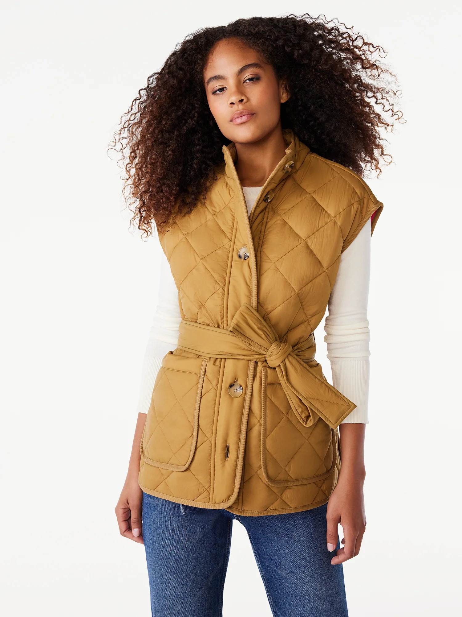 Free Assembly Women's Quilted Vest with Belt, Sizes XS-XXL | Walmart (US)