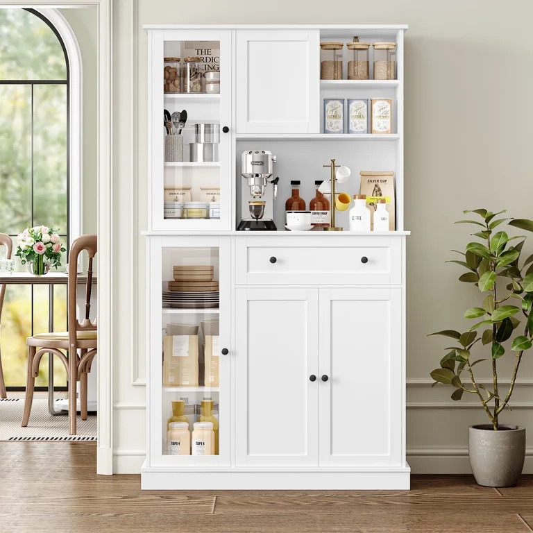 Homfa 70.9" Kitchen Pantry Storage, Modern Hutch Cabinet with Sliding Door, Freestanding Cupboard... | Walmart (US)