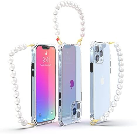 Wuwedo for iPhone 13 Pro Clear Case with Faux Pearl Chain Strap, Hand | Wrist | Bracelet Handle Stra | Amazon (US)