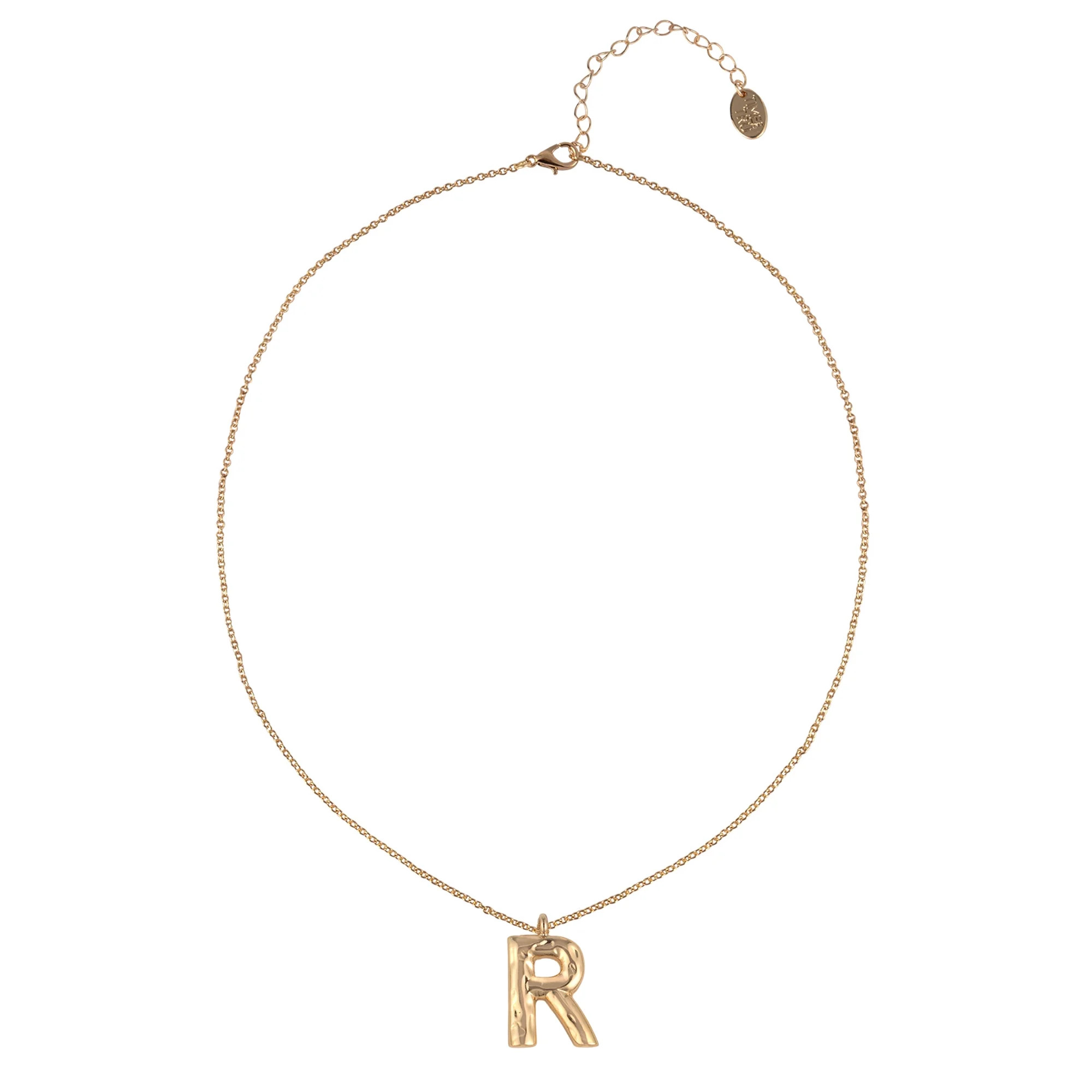 Time and Tru Goldtone Hammered Initial "R" Pendant Necklace | Walmart (US)
