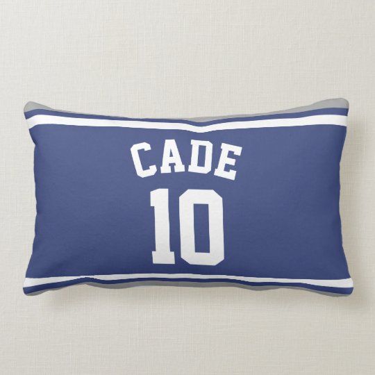 Blue and Silver Sports Jersey Custom Name Number Throw Pillow | Zazzle.com | Zazzle