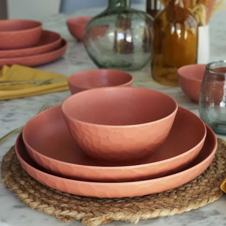 Just Feed Me by Jessie James Decker 16-Piece Melamine Dinnerware Set, Terracotta Rose | Walmart (US)